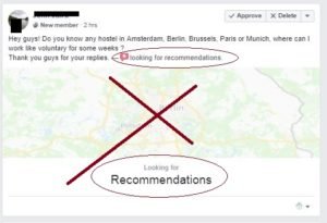 Looking for recommendations, facebook group, recommendation, Facebook group guidelines