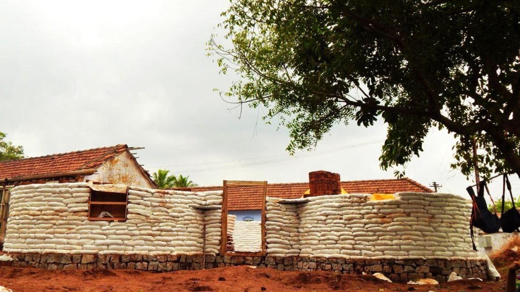 eco-building, India, earthbag home