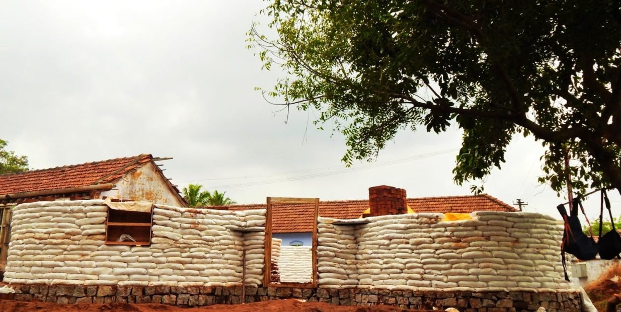 eco-building, India, earthbag home