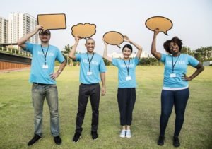 Group of volunteers representing community and non-profit volunteering