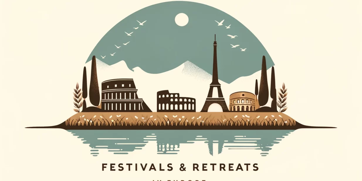 alternative, festivals, retreats, Europe, illustration