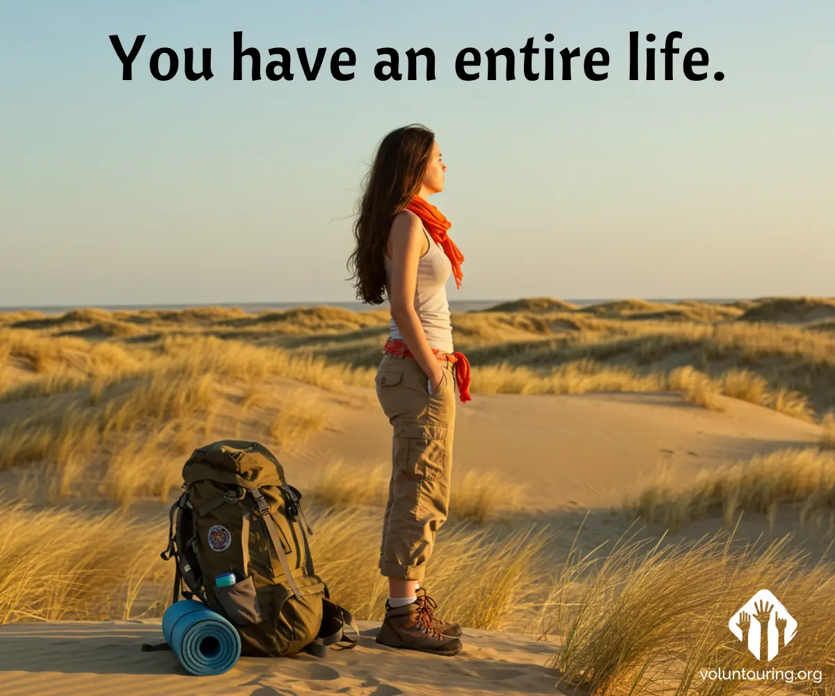 female backpacker, quote, alternative travel, nomadic lifestyles, voluntouring, voluntourism