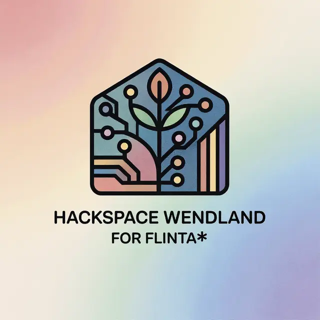 Logo of Hackspace Wendland, FLINTA* queer-friendly makerspace in Wendland, Germany with circuit and plant icon
