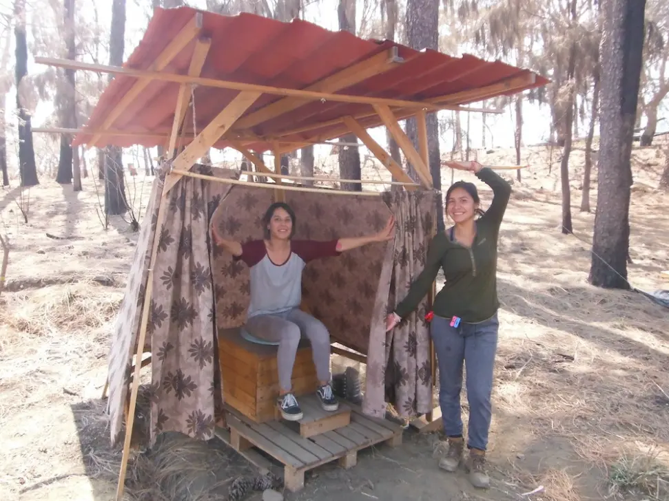 Simple dry toilet (baño seco) at an eco village volunteering project in South Jalisco, Mexico.