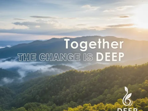 DEEP Climate CLIL volunteer opportunity poster over forested mountains in northern Thailand.