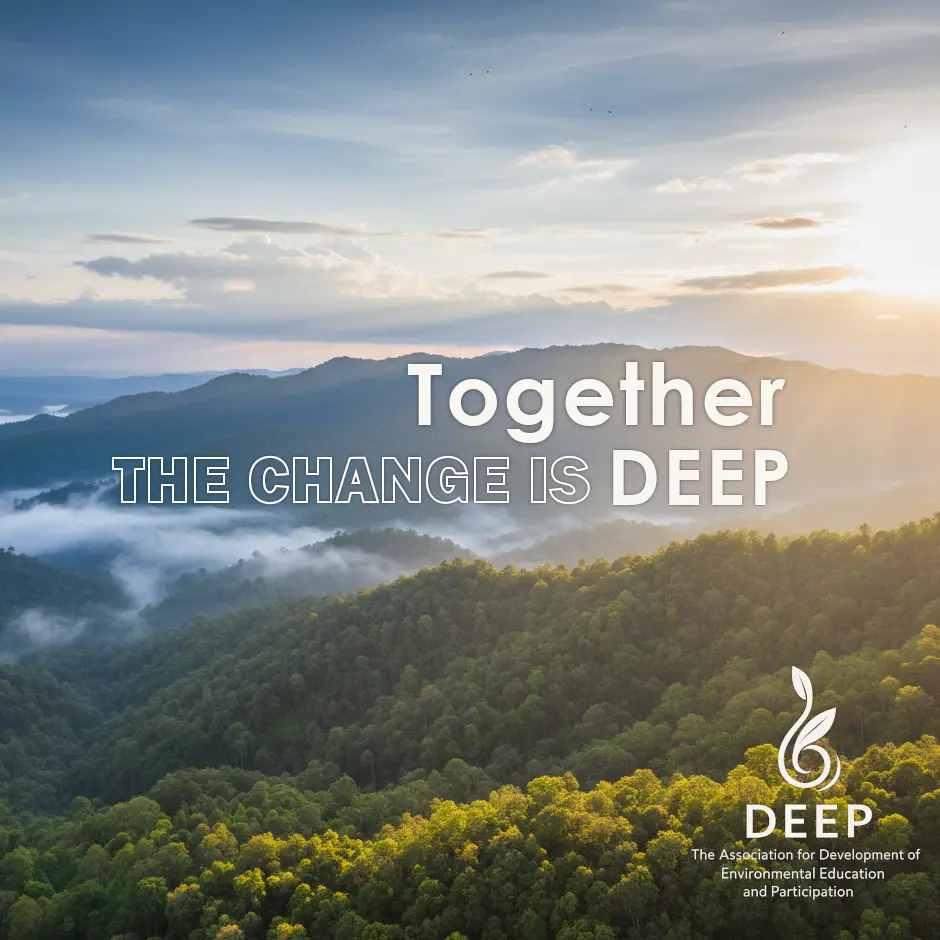 DEEP Climate CLIL volunteer opportunity poster over forested mountains in northern Thailand.