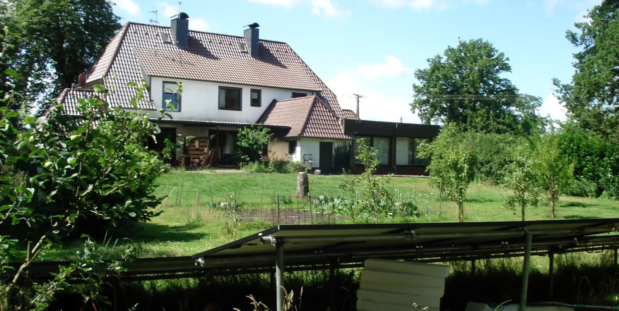 Countryside house with garden and solar panels in Nordhorn, Germany, where volunteers can help with gardening, animals, cleaning and home tasks in exchange for food and accommodation.