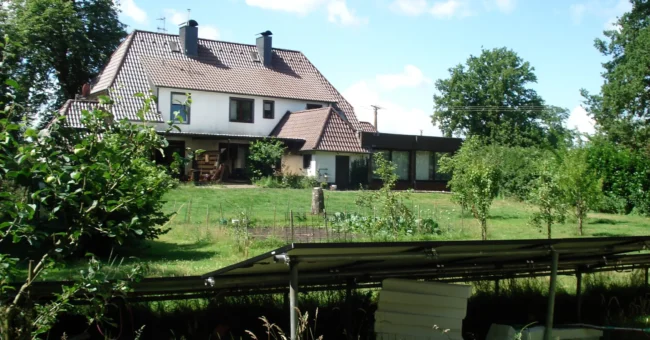 Countryside house with garden and solar panels in Nordhorn, Germany, where volunteers can help with gardening, animals, cleaning and home tasks in exchange for food and accommodation.