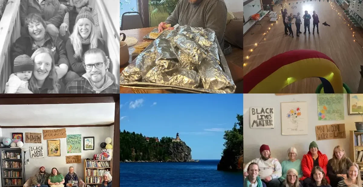 Loaves and Fishes Community volunteers in Duluth sharing meals, gathering in community spaces and enjoying Lake Superior.
