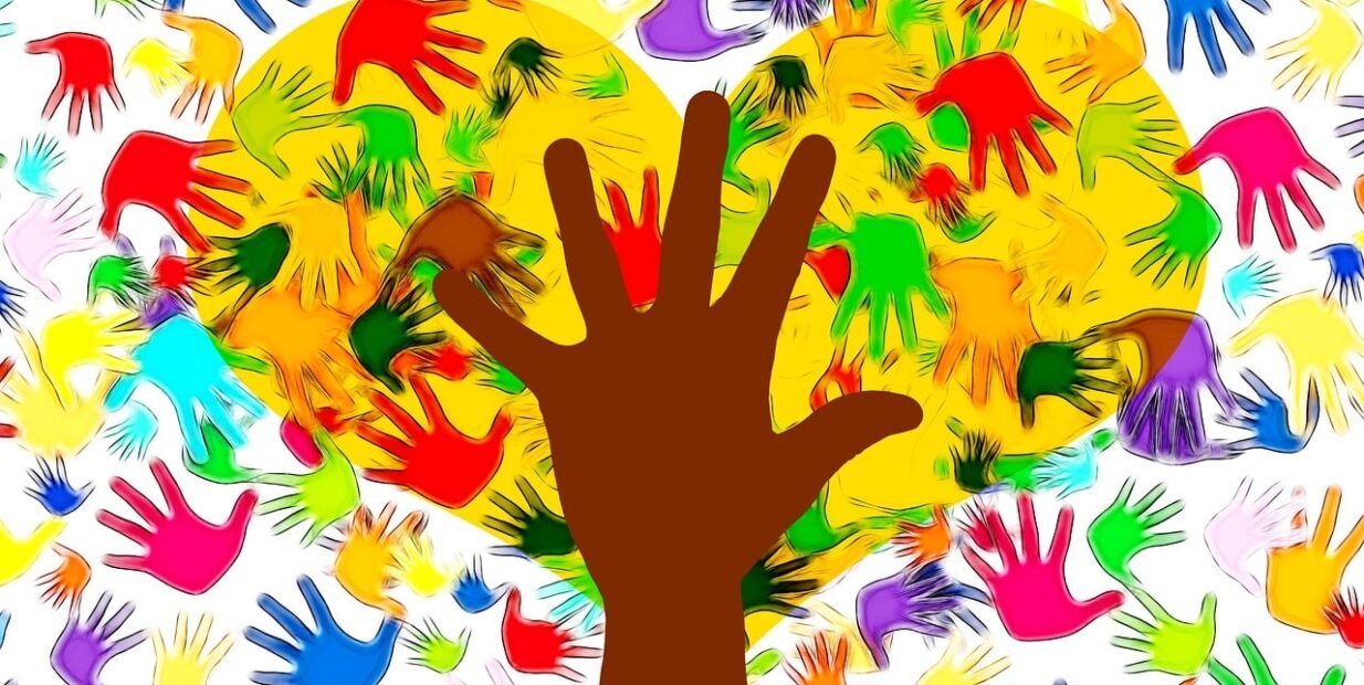Illustration of helping hands representing community support and volunteer assistance