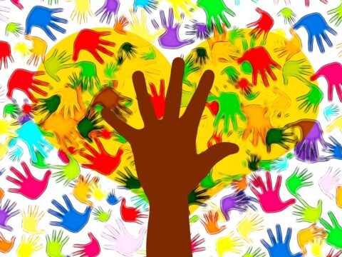 Illustration of helping hands representing community support and volunteer assistance